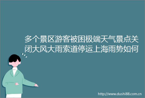 多个景区游客被困极端天气景点关闭大风大雨索道停运上海雨势如何