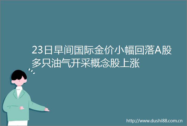 23日早间国际金价小幅回落A股多只油气开采概念股上涨