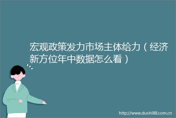 宏观政策发力市场主体给力（经济新方位年中数据怎么看）