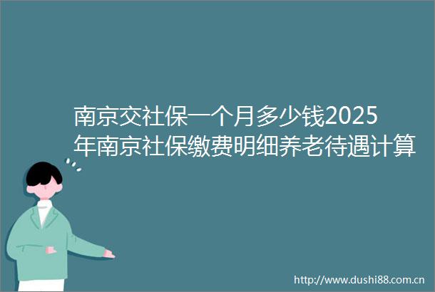 南京交社保一个月多少钱2025年南京社保缴费明细养老待遇计算
