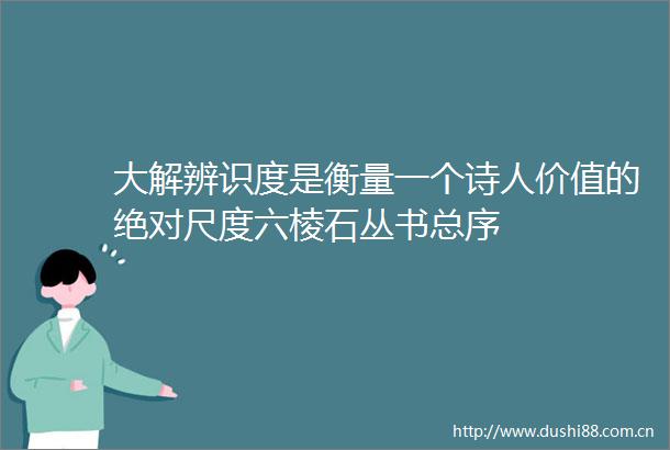 大解辨识度是衡量一个诗人价值的绝对尺度六棱石丛书总序