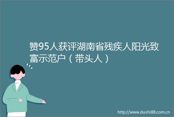 赞95人获评湖南省残疾人阳光致富示范户（带头人）