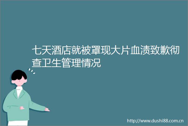 七天酒店就被罩现大片血渍致歉彻查卫生管理情况