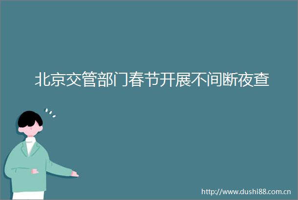 北京交管部门春节开展不间断夜查