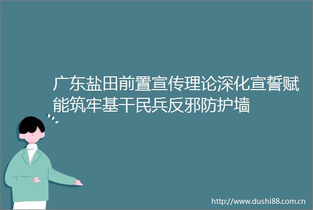 广东盐田前置宣传理论深化宣誓赋能筑牢基干民兵反邪防护墙