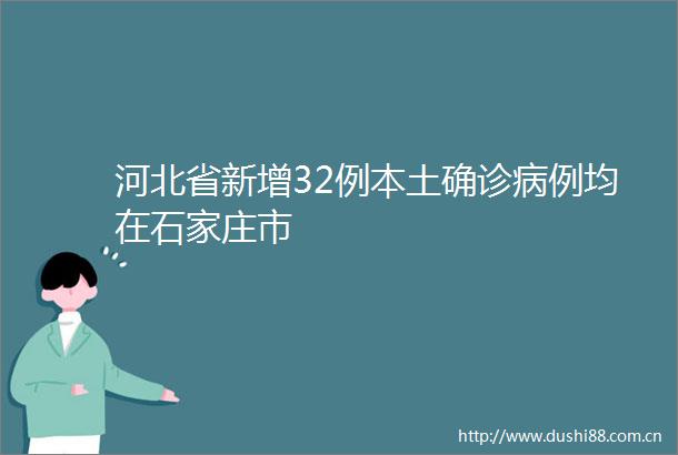 河北省新增32例本土确诊病例均在石家庄市