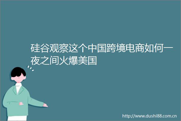 硅谷观察这个跨境电商如何一夜之间火爆美国