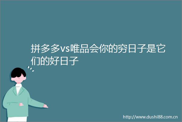 拼多多vs唯品会你的穷日子是它们的好日子