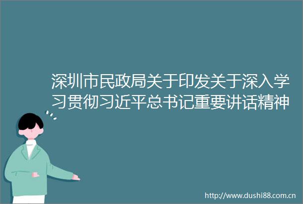 深圳市民关于印发关于深入学习贯彻总书记重要讲话精神进一步做好困难群体关爱服务等工作的实施方案的通知