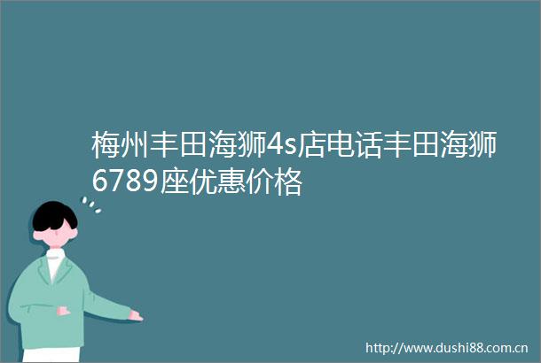 梅州丰田海狮4s店电话丰田海狮6789座优惠价格