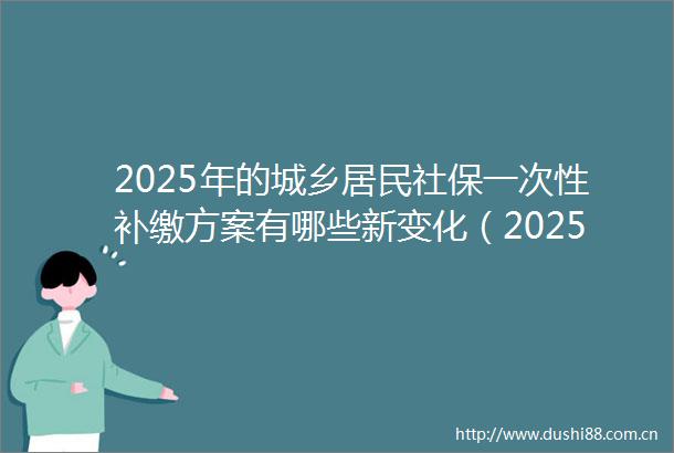 2025年的城乡居民社保一次性补缴方案有哪些新变化（202566）