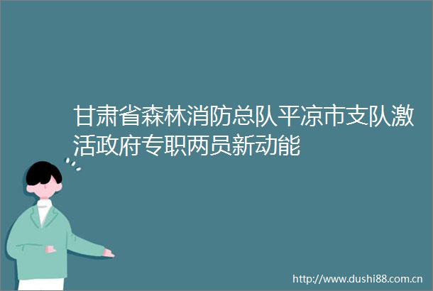 甘肃省森林消防总队平凉市支队激活专职两员新动能