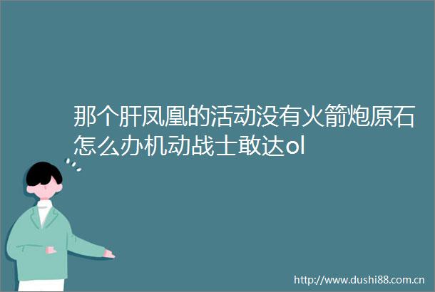 那个肝凤凰的活动没有火箭炮原石怎么办机动战士敢达ol
