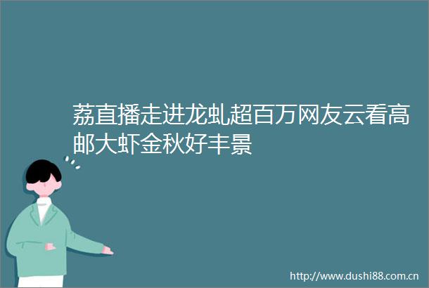 荔直播走进龙虬超百万网友云看高邮大虾金秋好丰景