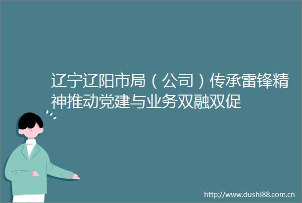 辽宁辽阳市局（公司）传承雷锋精神推动党建与业务双融双促