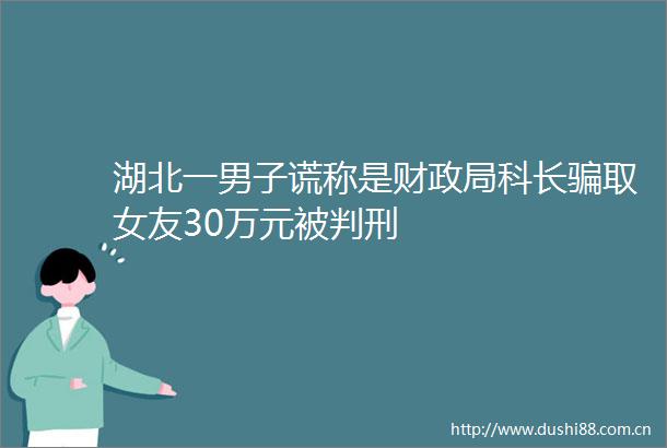 湖北一男子谎称是财科长取女友30万元被判刑