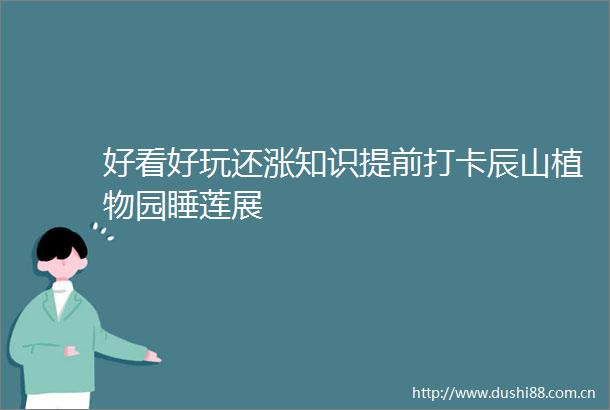 好看好玩还涨知识提前打卡辰山植物园睡莲展