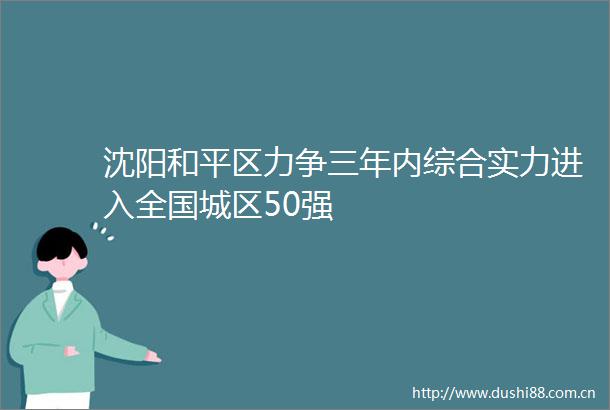 沈阳和平区力争三年内综合实力进入全国城区50强