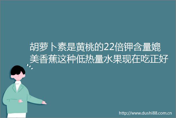胡萝卜素是黄桃的22倍钾含量媲美香蕉这种低热量水果现在吃正好