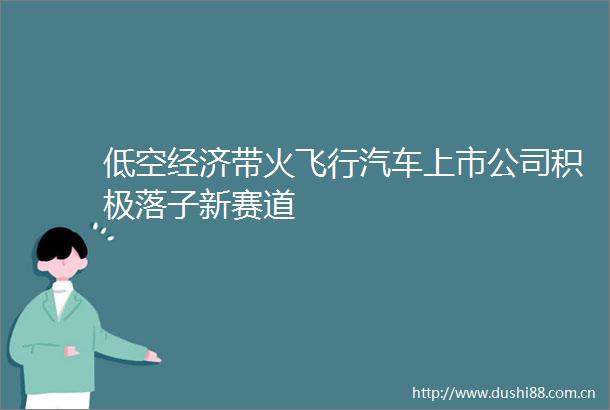 低空经济带火飞行汽车上市公司积极落子新赛道