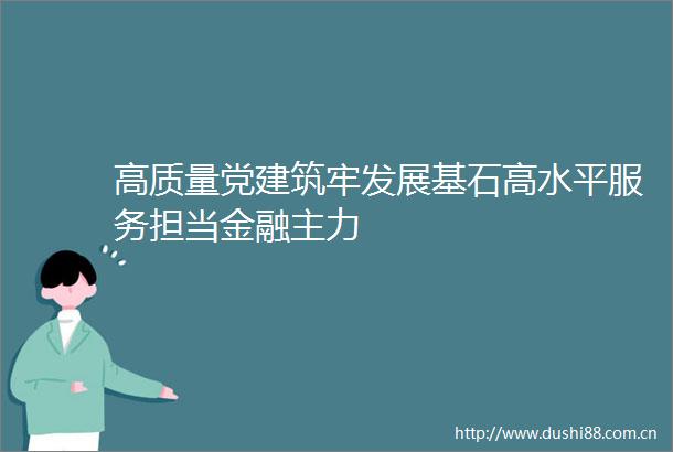 高质量党建筑牢发展基石高水平服务担当金融主力