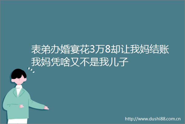 表弟办婚宴花3万8却让我妈结账我妈凭啥又不是我儿子