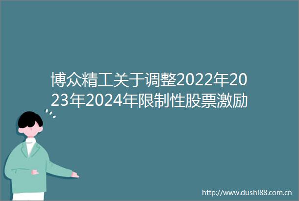 博众精工关于调整2022年2023年2024年限制性股票激励计划授予价格的公告