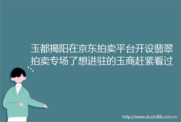 玉都揭阳在京东拍卖平台开设翡翠拍卖专场了想进驻的玉商赶紧看过来