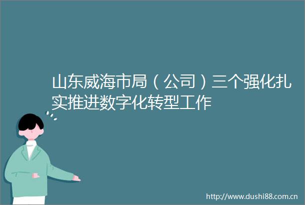 山东威海市局（公司）三个强化扎实推进数字化转型工作