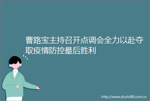 曹路宝主持召开点调会全力以赴夺取疫情防控最后胜利