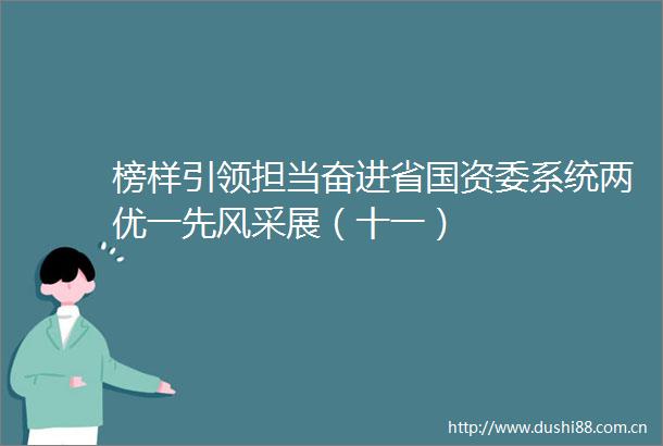 榜样引领担当奋进省国资委系统两优一先风采展（十一）