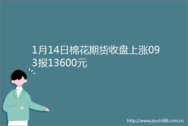 1月14日棉花期货收盘上涨093报13600元