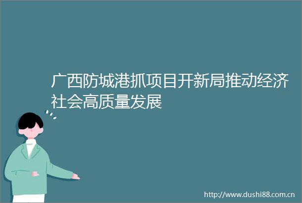 广西防城港抓项目开新局推动经济社会高质量发展