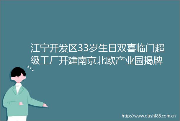 江宁开发区33岁生日双喜临门超级工厂开建南京北欧产业园揭牌