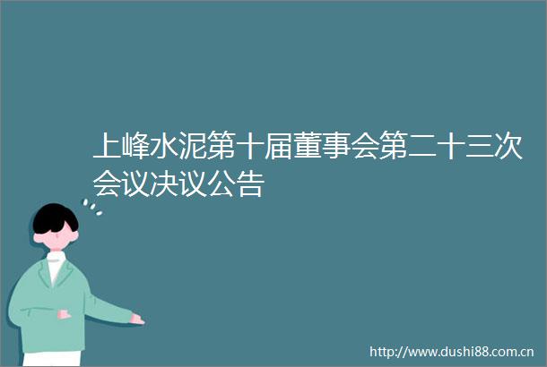 上峰水泥第十届董事会第二十三次会议决议公告