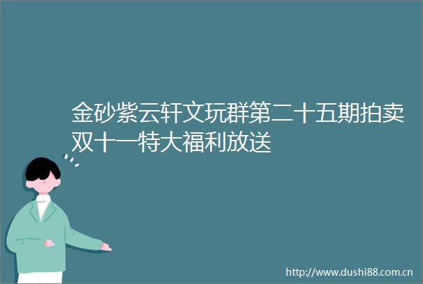 金砂紫云轩文玩群第二十五期拍卖双十一特大福利放送