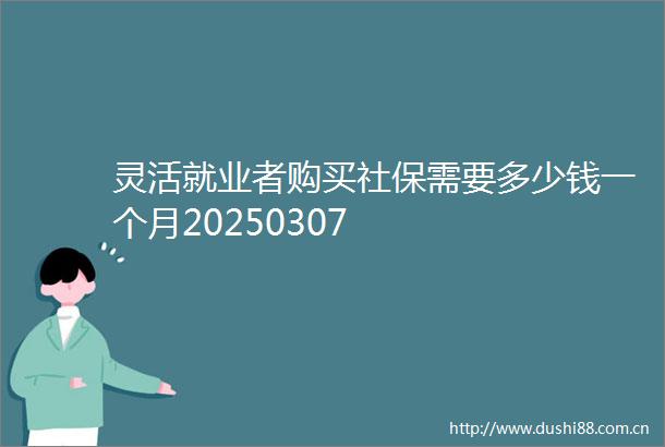 灵活就业者购买社保需要多少钱一个月20250307
