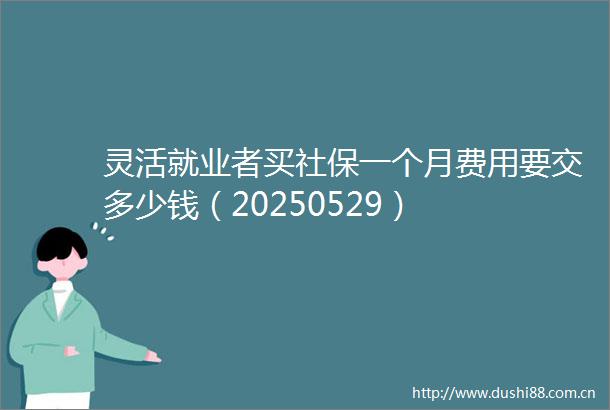 灵活就业者买社保一个月费用要交多少钱（20250529）