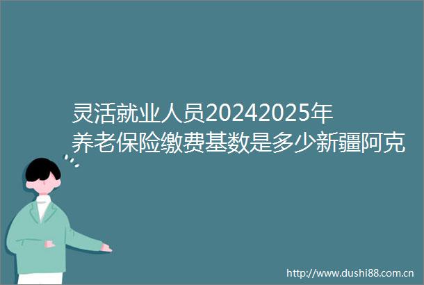 灵活就业人员20242025年养老保险缴费基数是多少新疆阿克苏养老保险缴费标准要交多少钱