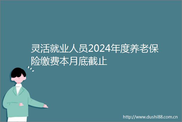灵活就业人员2024年度养老保险缴费本月底截止