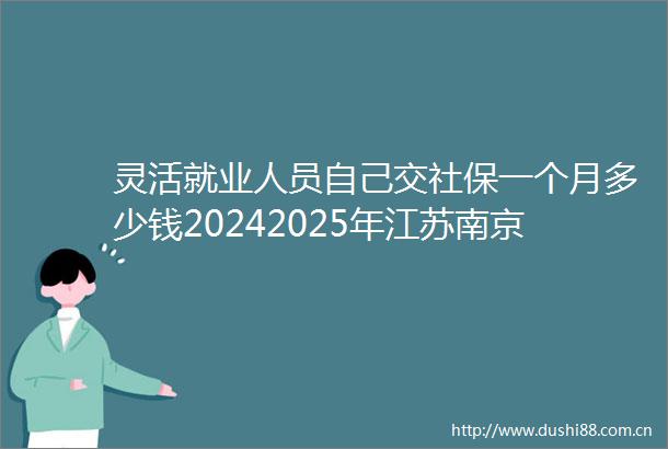 灵活就业人员自己交社保一个月多少钱20242025年江苏南京灵活就业人员社保缴费价格表