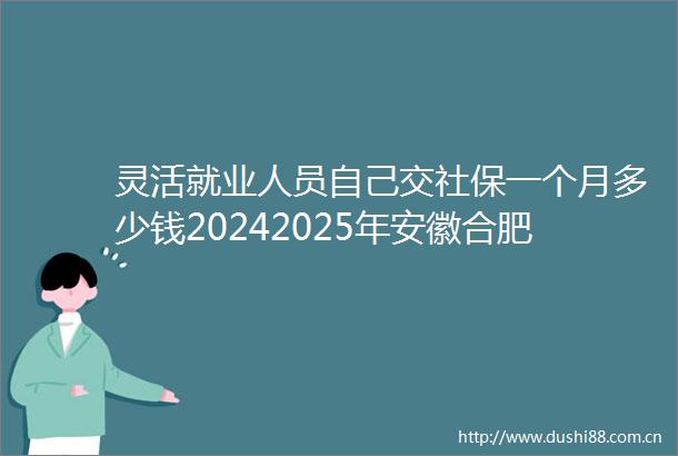 灵活就业人员自己交社保一个月多少钱20242025年安徽合肥灵活就业人员社保缴费价格表