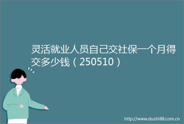 灵活就业人员自己交社保一个月得交多少钱（250510）