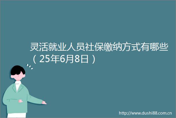 灵活就业人员社保缴纳方式有哪些（25年6月8日）