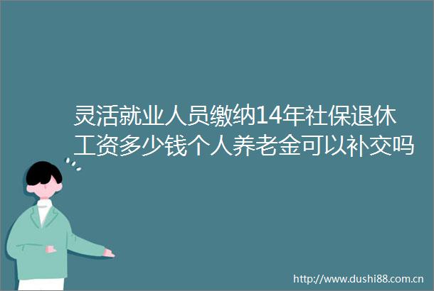 灵活就业人员缴纳14年社保退休工资多少钱个人养老金可以补交吗（20250625）