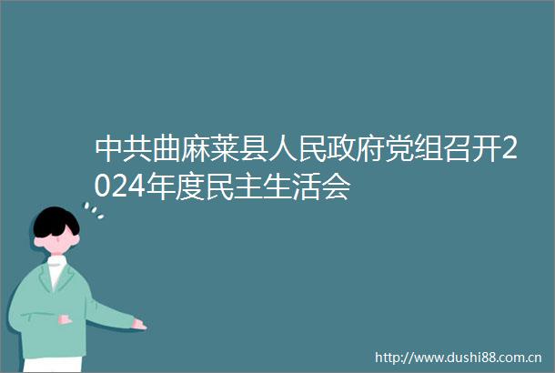 曲麻莱县党组召开2024年度民主生活会