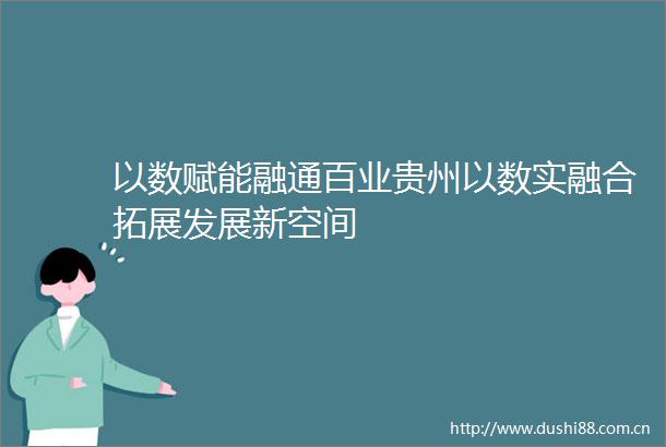 以数赋能融通百业贵州以数实融合拓展发展新空间
