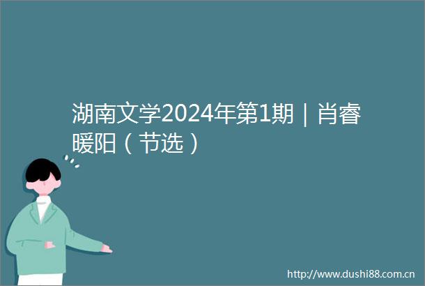 湖南文学2024年第1期｜肖睿暖阳（节选）