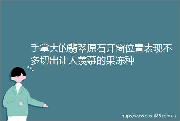 手掌大的翡翠原石开窗位置表现不多切出让人羡慕的果冻种