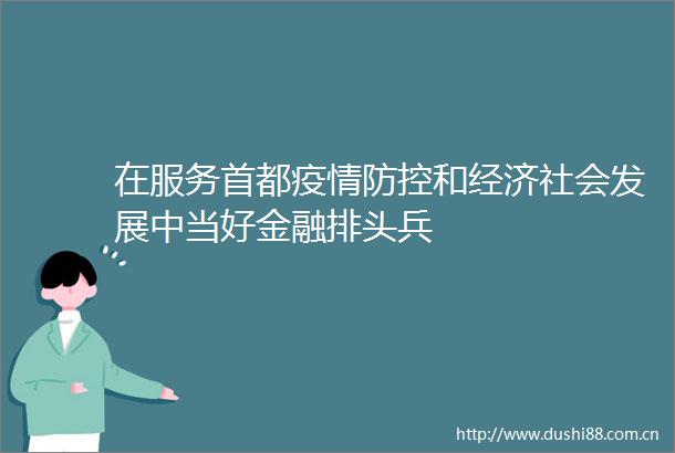 在服务首都疫情防控和经济社会发展中当好金融排头兵